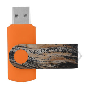 Burnt Tree Bark Texture Flash Drive