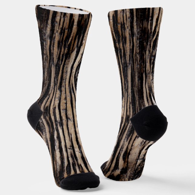 Burnt Tree Bark Texture Socks (Angled)