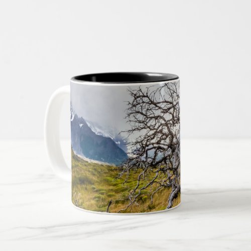 Burnt tree Torres del Paine Chile Two_Tone Coffee Mug