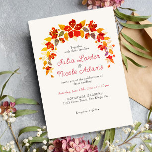 Burnt Tropical Hibiscus Florals Photo Wedding Invitation