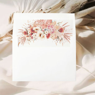 Burnt Umber Boho Floral Wedding Watercolor Envelope Liner