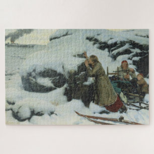 Burnt Village in Winter (by Albert Edelfelt) Jigsaw Puzzle