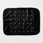 ABC|DEF
 GHIJKL
 M|N|OPQR
 STUVWX
 YZ0123
 456789  Burp Cloth