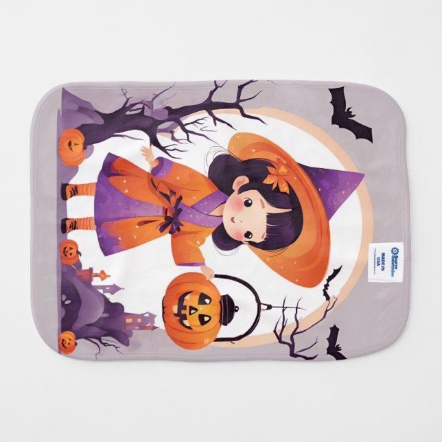 burp cloth boy and girl halloween theme (Back Horizontal)