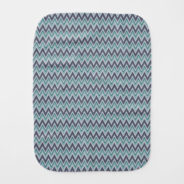 Burp Cloth Gray-Mint chevron pattern (Front)
