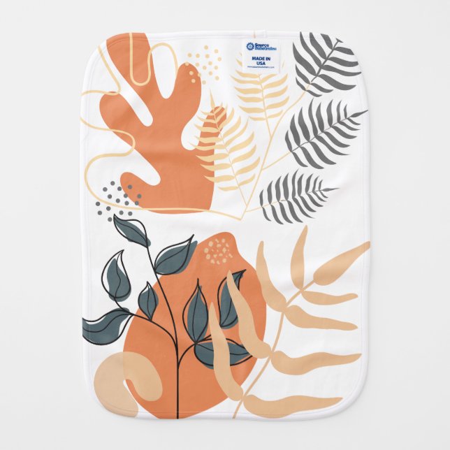 Burp cloth with a leaf theme (Back)