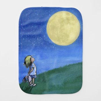 Burp Cloth With A Little Girl Looking At The Moon by Heartsview at Zazzle