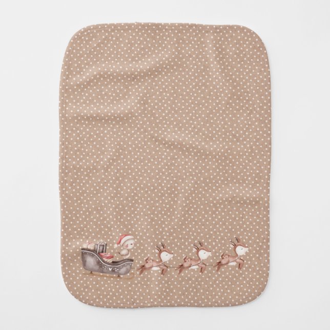 Burp Cloth with Birdie Santa (Front)