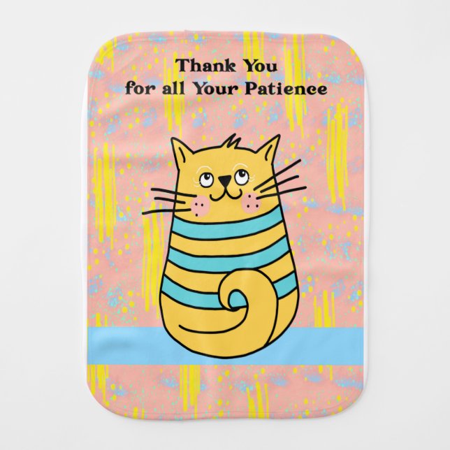 Burp Cloth with Cute Cat Design (Front)