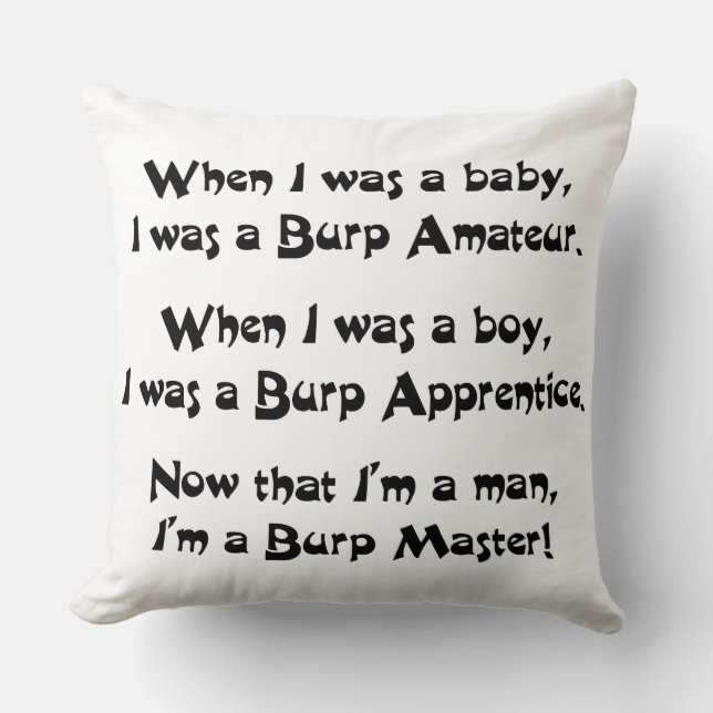 Burp Master Throw Pillow (Front)