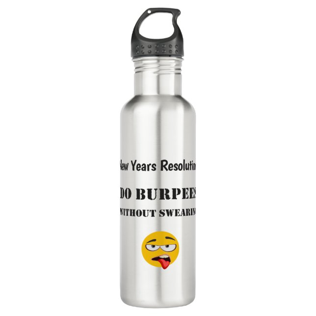 Burpees without swearing  -  Crossfit-inspired Stainless Steel Water Bottle (Front)