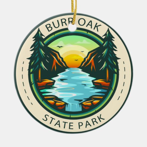 Burr Oak State Park Ohio Badge Ceramic Ornament