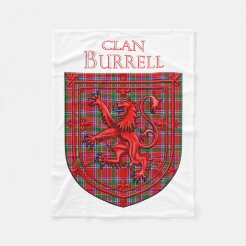 Burrell Tartan Scottish Plaid Lion Rampant Fleece Blanket