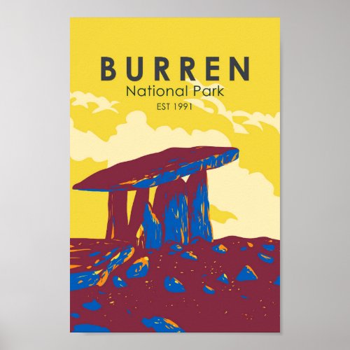 Burren National Park Ireland Travel Art Vintage Poster