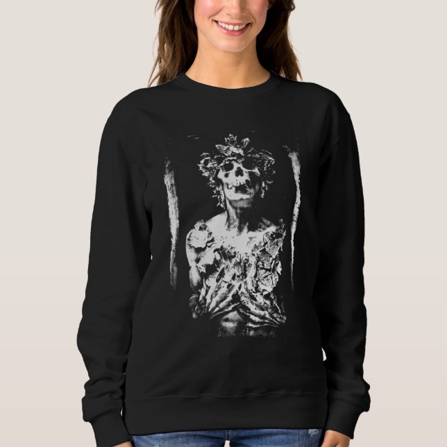 Burried Skeleton mapple leaves Occult Gothic Satan Sweatshirt (Front)