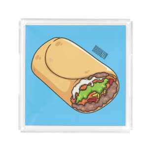 Burrito cartoon illustration acrylic tray