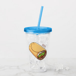 Burrito cartoon illustration acrylic tumbler