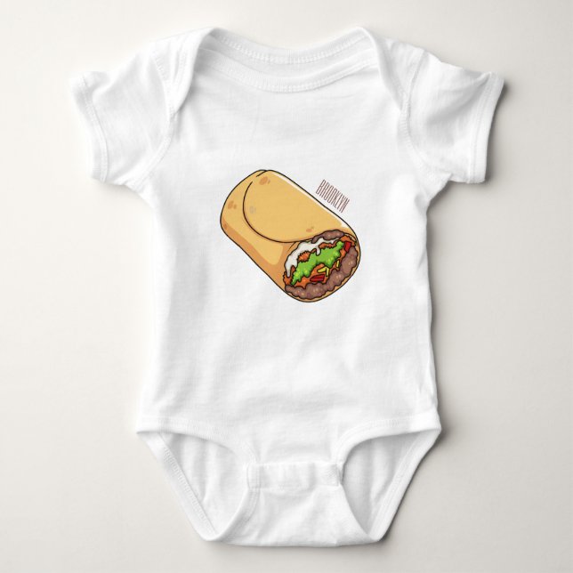 Burrito cartoon illustration  baby bodysuit (Front)