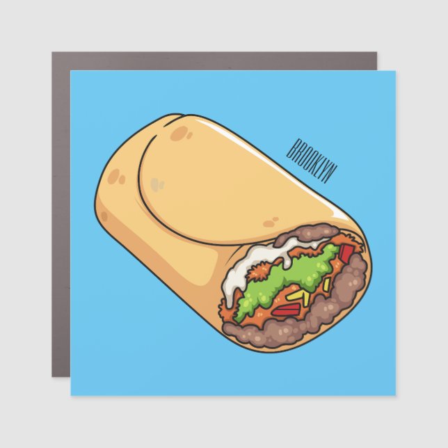 Burrito cartoon illustration car magnet (Front)