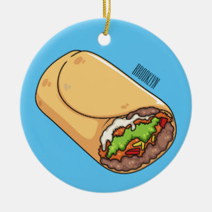 Burrito cartoon illustration ceramic ornament