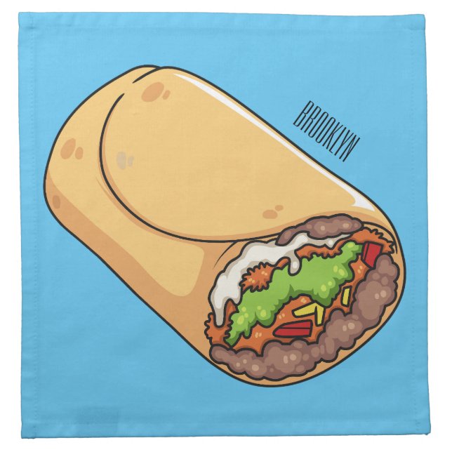Burrito cartoon illustration  cloth napkin (Front)