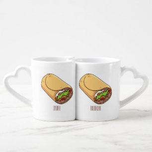 Burrito cartoon illustration  coffee mug set