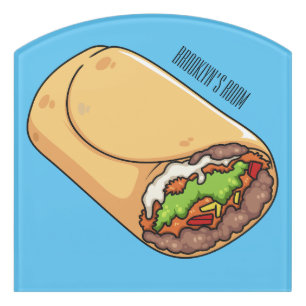 Burrito cartoon illustration door sign