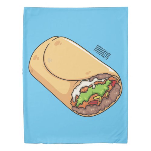 Burrito cartoon illustration duvet cover