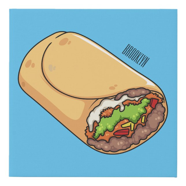 Burrito cartoon illustration  faux canvas print (Front)