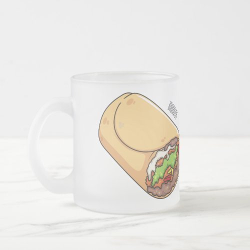 Burrito cartoon illustration frosted glass coffee mug