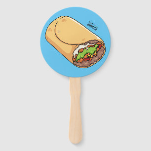 Burrito cartoon illustration  hand fan