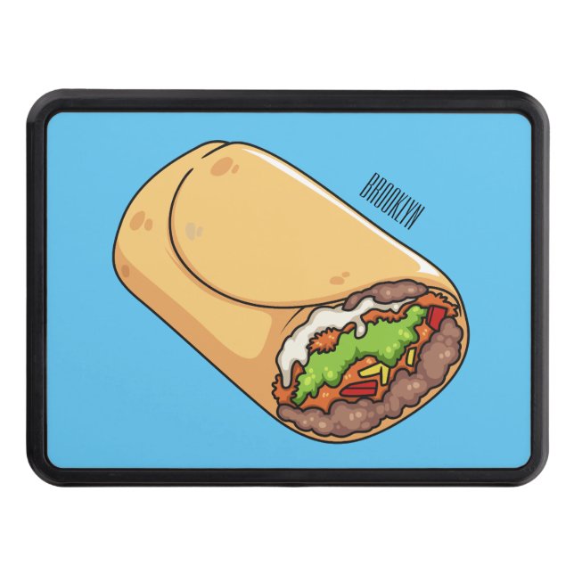 Burrito cartoon illustration hitch cover (Front)