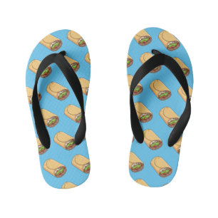 Burrito cartoon illustration kid's flip flops
