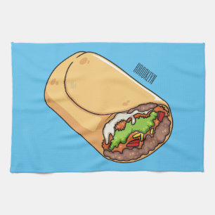 Burrito cartoon illustration kitchen towel