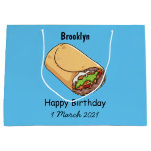 Burrito cartoon illustration large gift bag