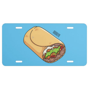 Burrito cartoon illustration license plate