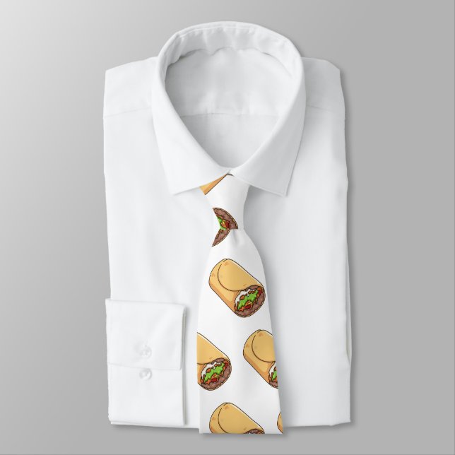 Burrito cartoon illustration neck tie (Tied)