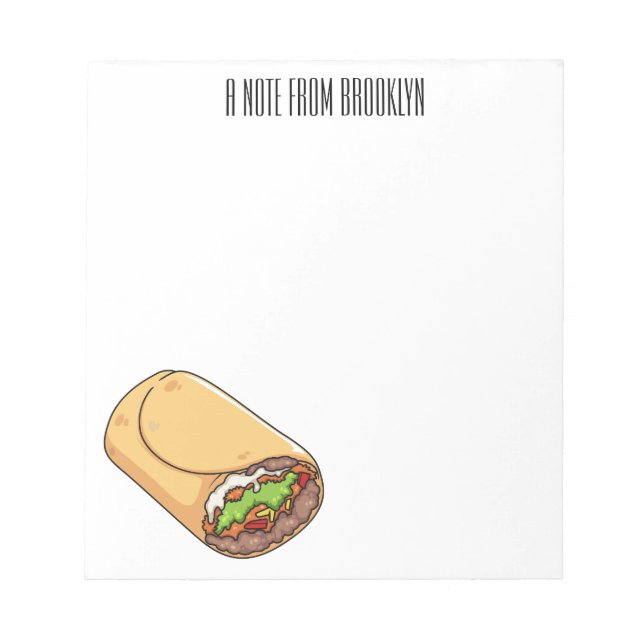 Burrito cartoon illustration  notepad (Front)