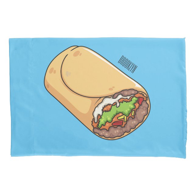 Burrito cartoon illustration  pillow case (Front)