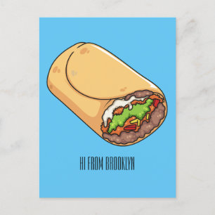 Burrito cartoon illustration postcard