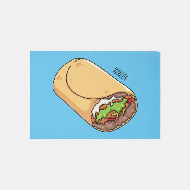 Burrito cartoon illustration rug (Front)