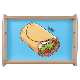 Burrito cartoon illustration serving tray
