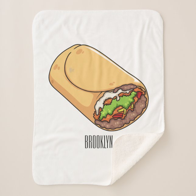 Burrito cartoon illustration  sherpa blanket (Front)