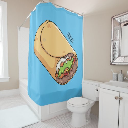 Burrito cartoon illustration shower curtain