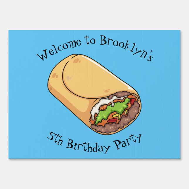 Burrito cartoon illustration sign (Front)