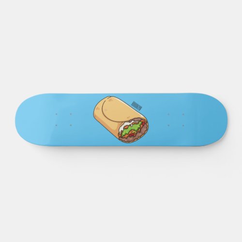 Burrito cartoon illustration skateboard