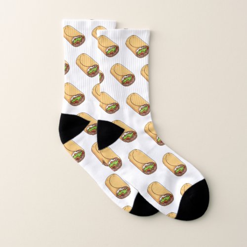 Burrito cartoon illustration socks