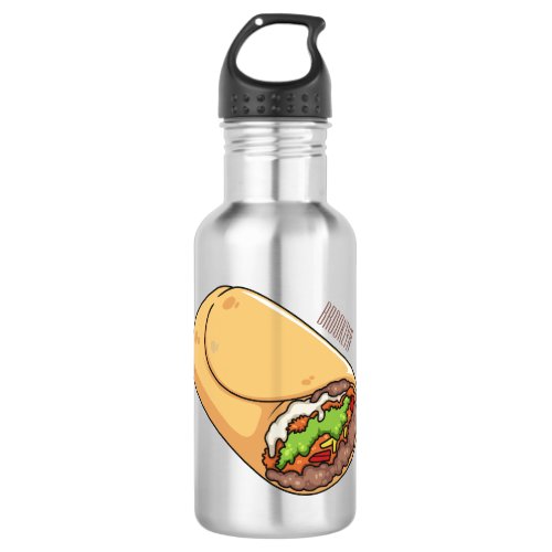 Burrito cartoon illustration  stainless steel water bottle