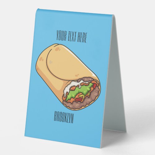 Burrito cartoon illustration  table tent sign