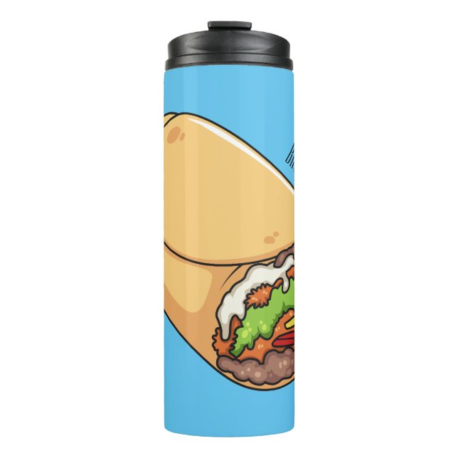 Burrito cartoon illustration  thermal tumbler (Front)